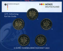 2 Euro 2023-2024 ADFGJ, 3 kpl. Serien zum 1275. Geb. Karl der Große ...